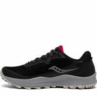 Saucony Womens Peregrine 11 Goretex womens trail running shoe black cherry  instep view